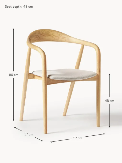 Silla Con Reposabrazos De Madera Con Asiento Tapizado Angelina