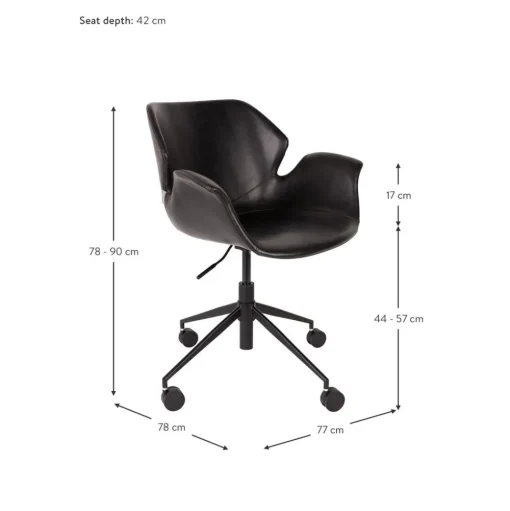 Silla De Oficina De Cuero Sintetico Nikki, Altura Regulable