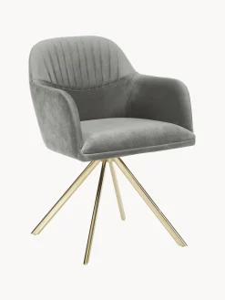 Silla Giratoria Con Reposabrazos De Terciopelo Lola
