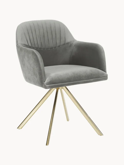 Silla Giratoria Con Reposabrazos De Terciopelo Lola