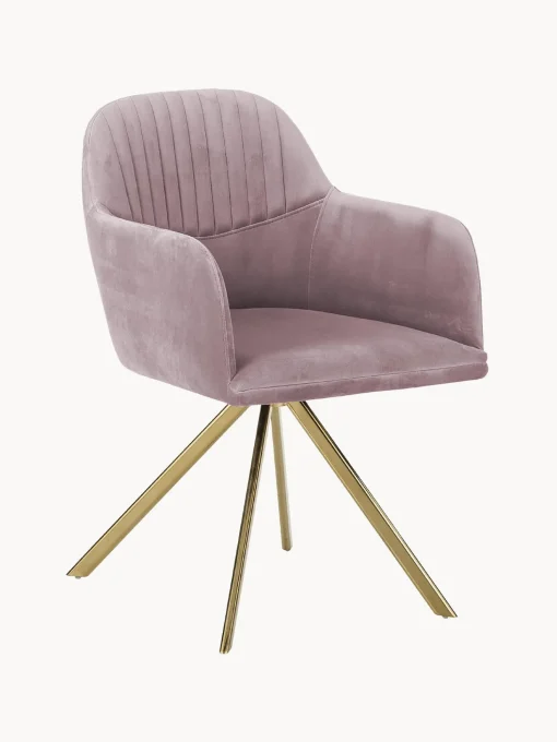 Silla Giratoria Con Reposabrazos De Terciopelo Lola