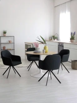 Silla Giratoria Con Reposabrazos Tapizada Lola