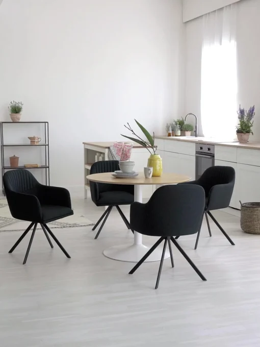Silla Giratoria Con Reposabrazos Tapizada Lola
