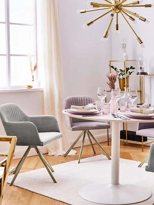 Silla Giratoria Con Reposabrazos De Terciopelo Lola