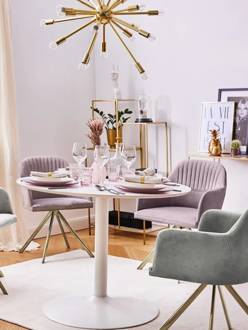 Silla Giratoria Con Reposabrazos De Terciopelo Lola