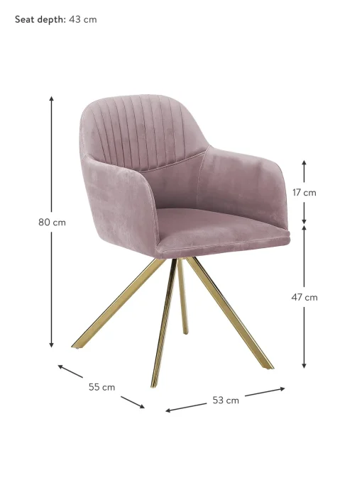 Silla Giratoria Con Reposabrazos De Terciopelo Lola