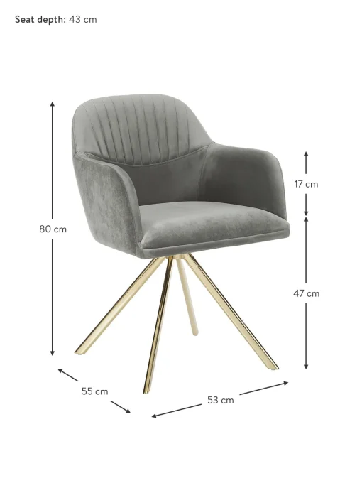 Silla Giratoria Con Reposabrazos De Terciopelo Lola