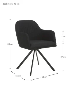 Silla Giratoria Con Reposabrazos Tapizada Lola