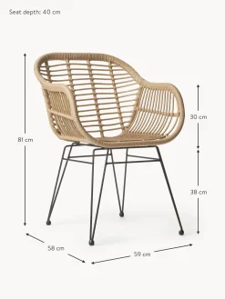 Sillas De Ratan Con Reposabrazos Costa, 2 Uds.