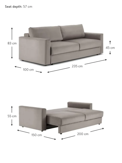 Sofa Cama De Terciopelo Tasha (3 Plazas), Con Espacio De Almacenamiento