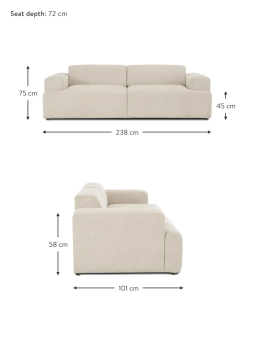 Sofa De Pana Melva (3 Plazas)