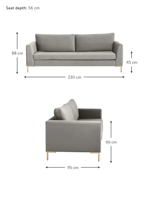 Sofa De Terciopelo Luna (3 Plazas)