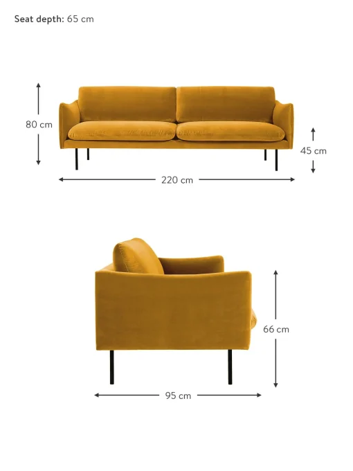 Sofa De Terciopelo Moby (3 Plazas)