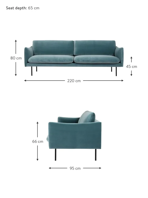 Sofa De Terciopelo Moby (3 Plazas)