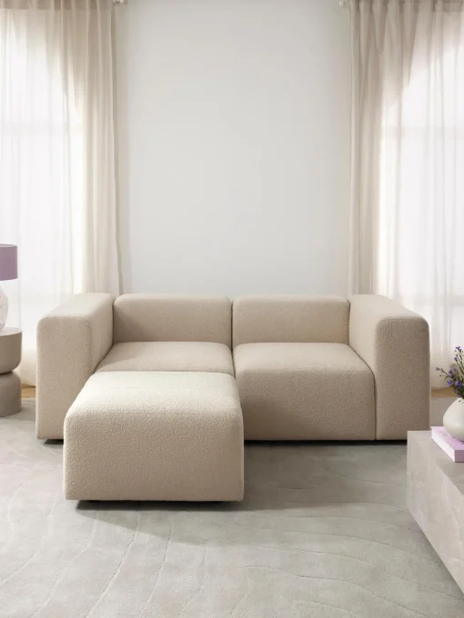 Sofa Modular Boucle Lena (3 Plazas), Con Reposapies