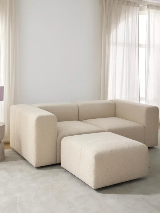 Sofa Modular Boucle Lena (3 Plazas), Con Reposapies