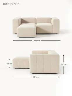 Sofa Modular Boucle Lena (3 Plazas), Con Reposapies