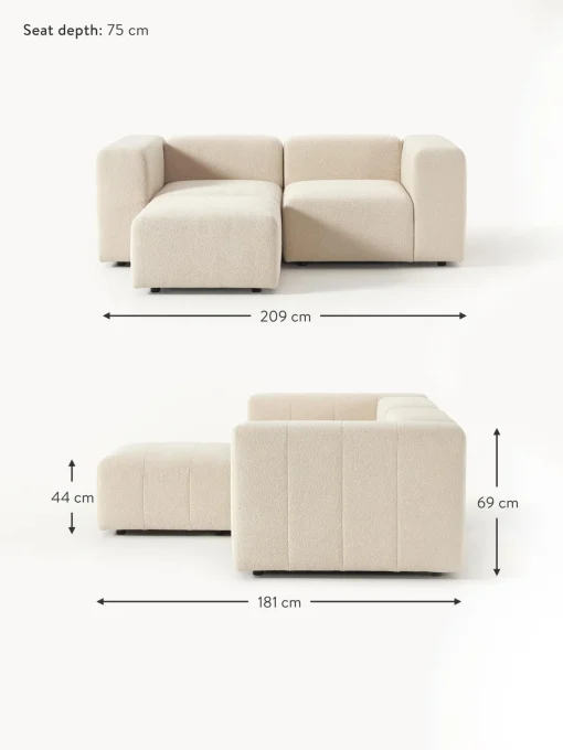 Sofa Modular Boucle Lena (3 Plazas), Con Reposapies