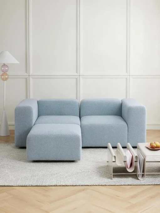 Sofa Modular Boucle Lena (3 Plazas), Con Reposapies