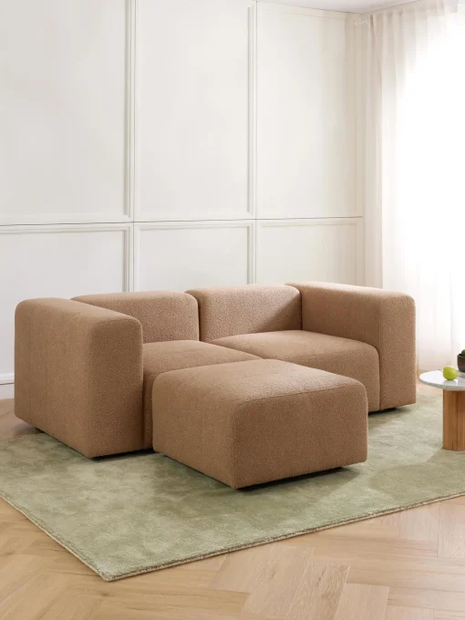 Sofa Modular Boucle Lena (3 Plazas), Con Reposapies