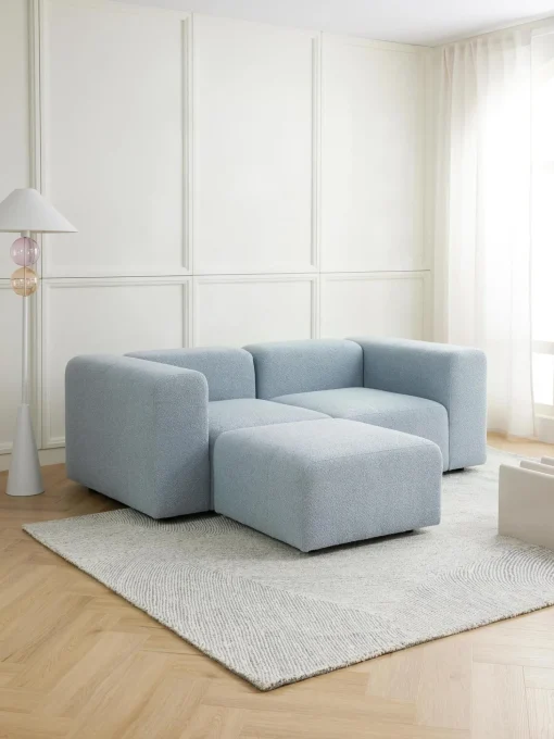Sofa Modular Boucle Lena (3 Plazas), Con Reposapies