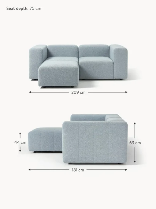 Sofa Modular Boucle Lena (3 Plazas), Con Reposapies