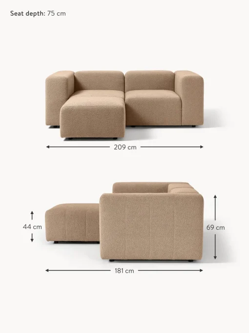 Sofa Modular Boucle Lena (3 Plazas), Con Reposapies