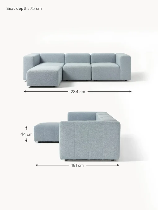 Sofa Modular Boucle Lena (4 Plazas), Con Reposapies
