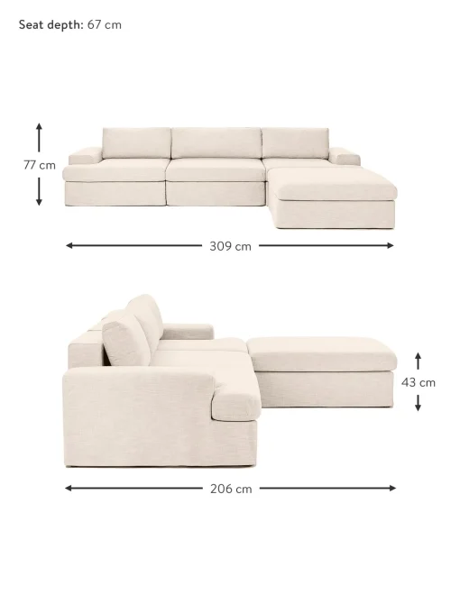 Sofa Modular Con Reposapies Russell (4 Plazas), Desenfundable