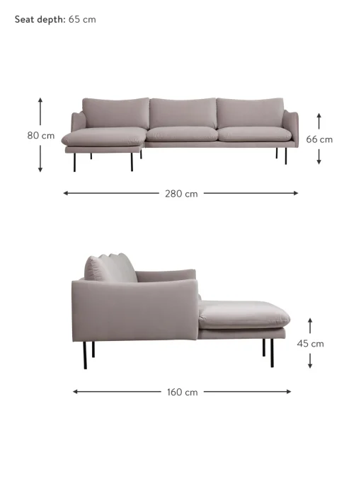 Sofa Rinconera De Terciopelo Fluente
