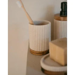 Vaso Cepillo De Dientes Con Madera Laura