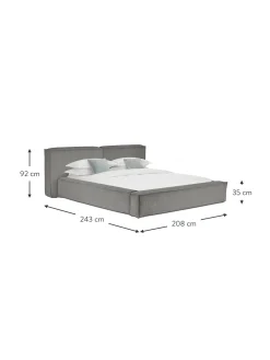 Cama Tapizada En Pana Lennon, Con Espacio De Almacenamiento