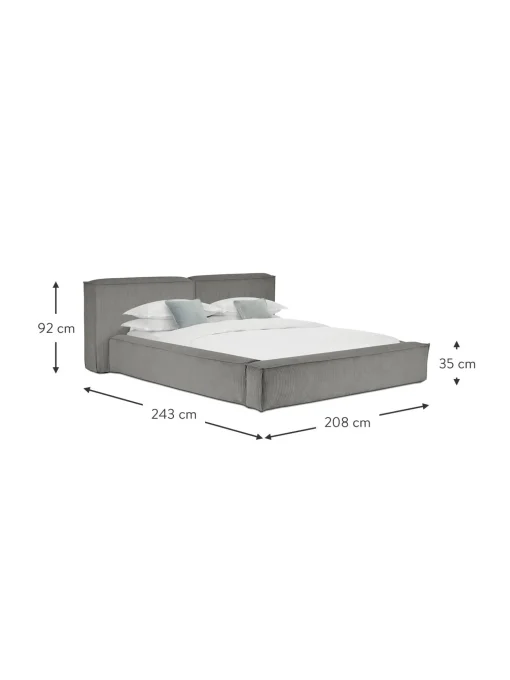 Cama Tapizada En Pana Lennon, Con Espacio De Almacenamiento