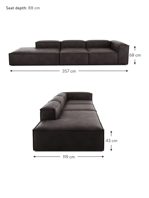 Divan Modular Grande De Cuero Reciclado Lennon