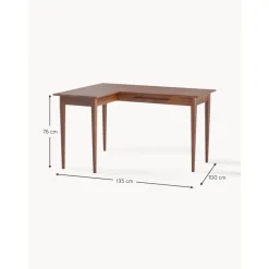 Escritorio Esquinero De Madera De Mango Con Cajones Paul