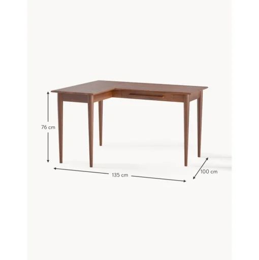 Escritorio Esquinero De Madera De Mango Con Cajones Paul