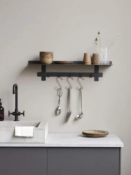 Estante De Pared De Metal Tag, 5 Ganchos