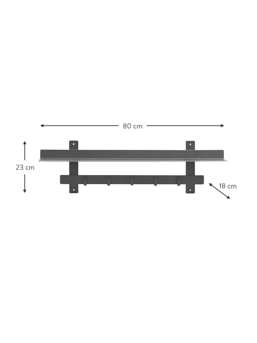 Estante De Pared De Metal Tag, 5 Ganchos