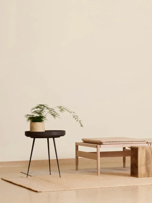 Mesa Auxiliar Redonda Artesanal De Madera De Roble Bowl