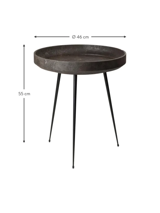 Mesa Auxiliar Redonda Artesanal De Madera De Roble Bowl