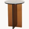 Mesa Auxiliar Redonda Iris, Tablero De Vidrio Tintato