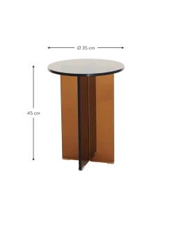 Mesa Auxiliar Redonda Iris, Tablero De Vidrio Tintato