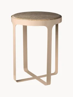 Mesa Auxiliar Redonda Stoner, Tablero De Travertino