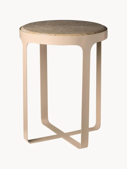 Mesa Auxiliar Redonda Stoner, Tablero De Travertino