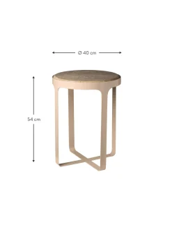 Mesa Auxiliar Redonda Stoner, Tablero De Travertino