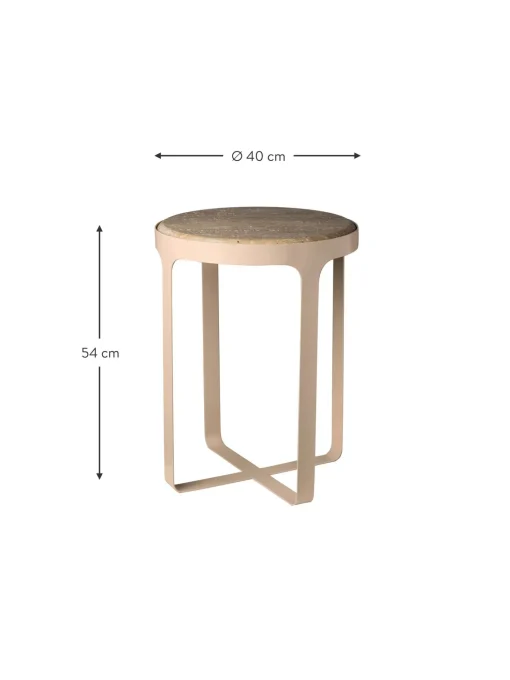 Mesa Auxiliar Redonda Stoner, Tablero De Travertino