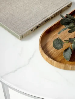 Mesa De Centro Antigua, Tablero De Vidrio En Aspecto Marmol