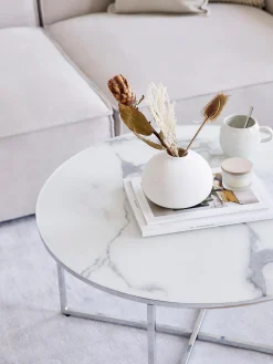 Mesa De Centro Antigua, Tablero De Vidrio En Aspecto Marmol