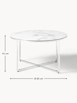 Mesa De Centro Antigua, Tablero De Vidrio En Aspecto Marmol