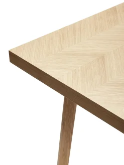 Mesa De Comedor De Madera De Roble Diseno Espiga Herringbone, 160 X 80 Cm